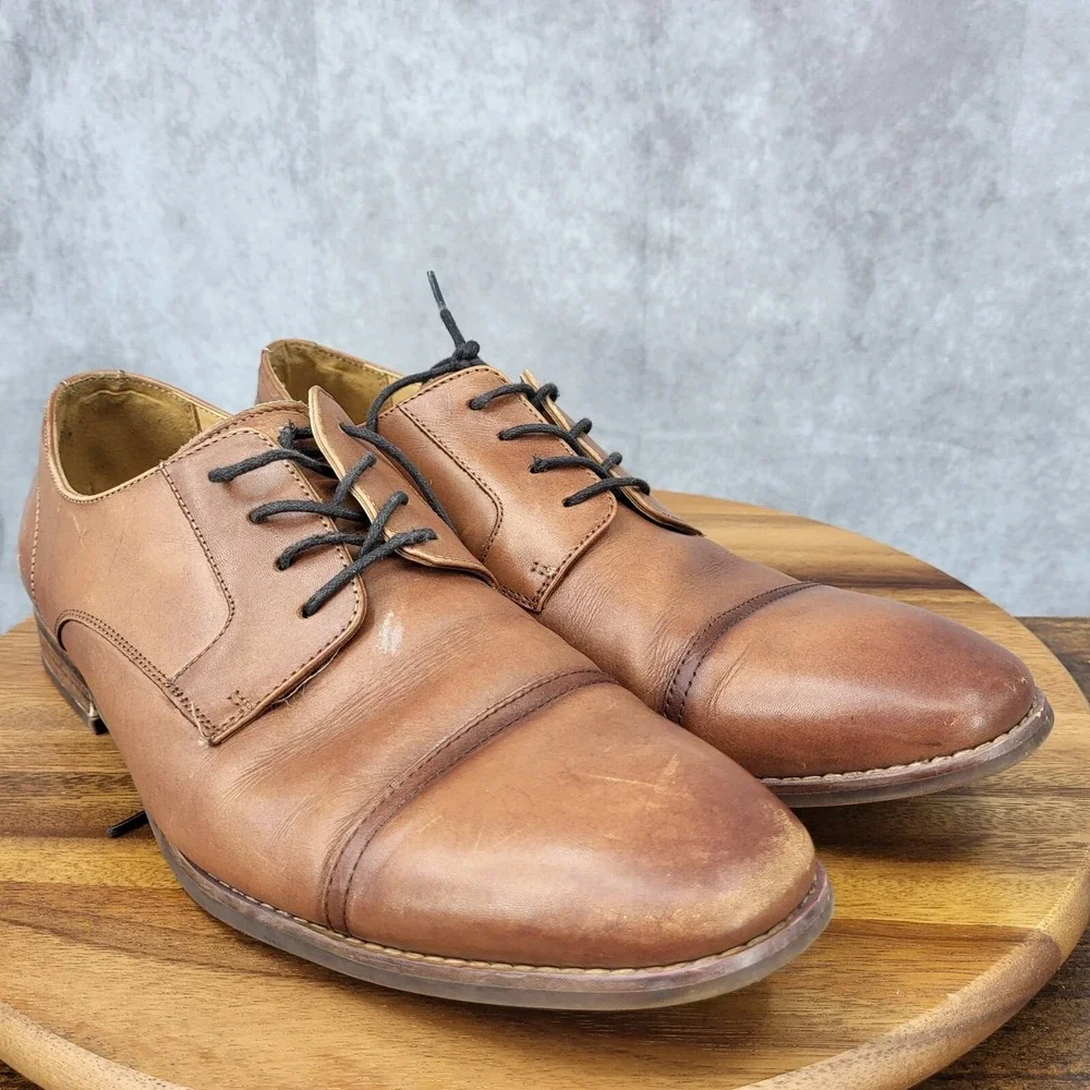 Goodfellow & Co Oxford Shoes Mens 12‎ Target Brown Leather Cap Toe Dress Shoes
